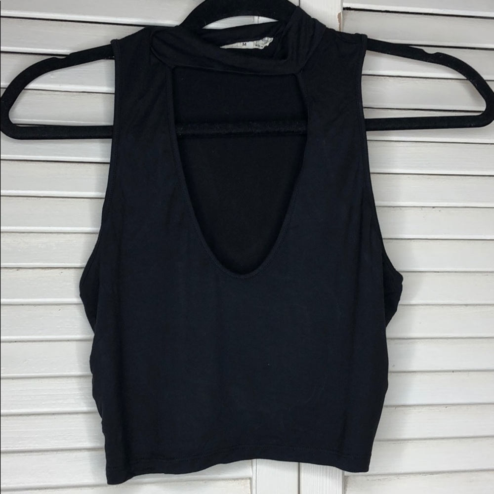 Sexy crop top deep cut black festival Coachella